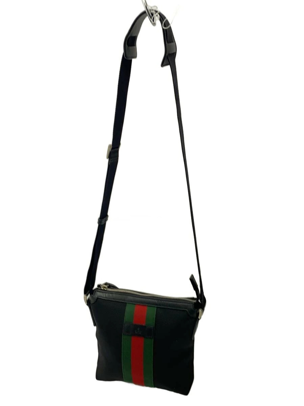 Gucci Web Stripe Canvas Shoulder Bag Black